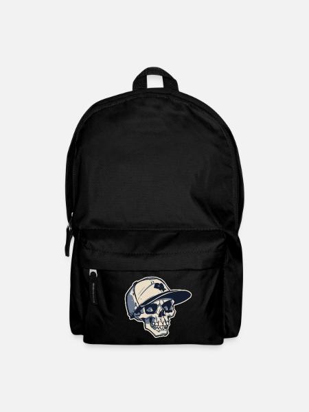 Totenkopf mit Snapback Hut (Stroke) - Rucksack - Schwarz