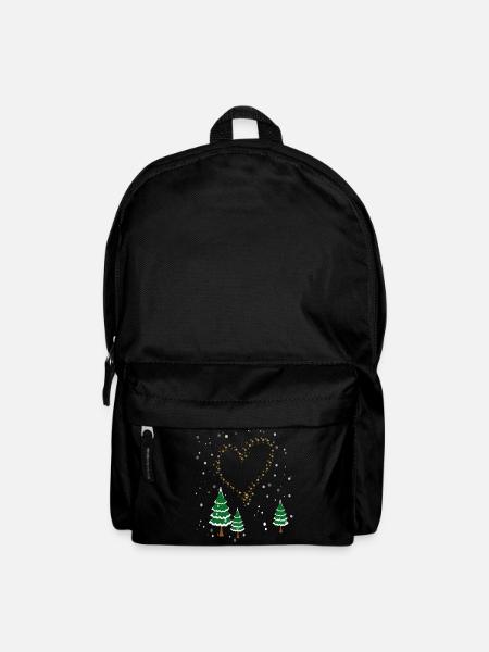 Winterwald Herz Sterne - Rucksack - Schwarz