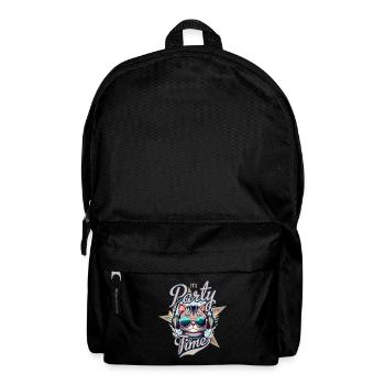 Party Katze mit Kopfhörern - Rucksack - Schwarz - Vorne
