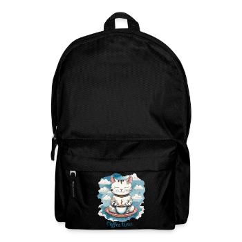 Chat qui boit son café, coffee time, humour chat - Sac à dos - noir - Devant