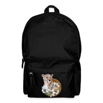 Leopard mit Gold und Blüten - Rucksack - Schwarz - Vorne