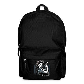 Strength Strong Woman Rockabilly Biceps Gift - Backpack - black - Front
