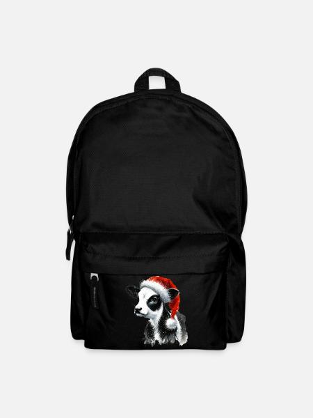 Christmas calf with Santa hat - Backpack - black