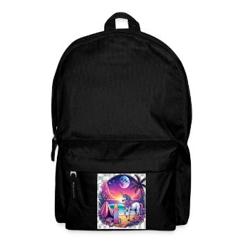 Einhorn am Strand bei Sonnenuntergang - Rucksack - Schwarz - Vorne