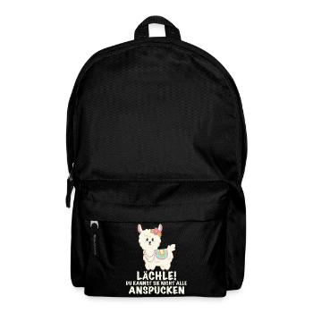 Lama lustiger Spruch Lächeln - Rucksack - Schwarz - Vorne