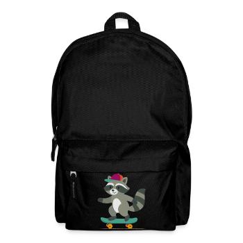 Skateboard-Waschbär mit Basecap - Rucksack - Schwarz - Vorne