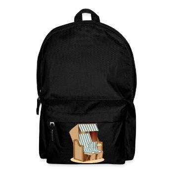Blue and white nostalgia beach chair illustration - Backpack - black - Front