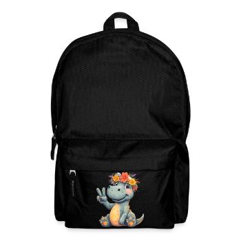 Dinosaure joyeux avec couronne de fleurs - Sac à dos - noir - Devant