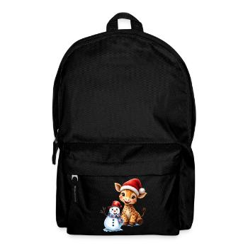 Christmas Giraffe with Hat and Snowman - Backpack - black - Front