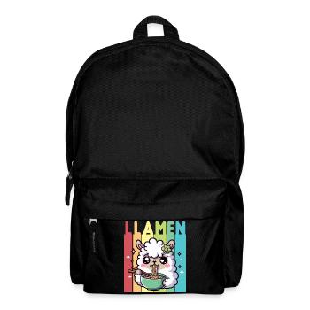 Kawaii Rainbow Noodle Eater Llama - Backpack - black - Front