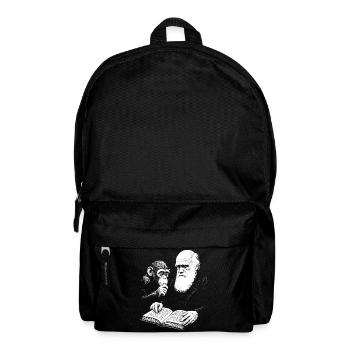 Charles Darwin studying with Monkey  - Backpack - black - Front