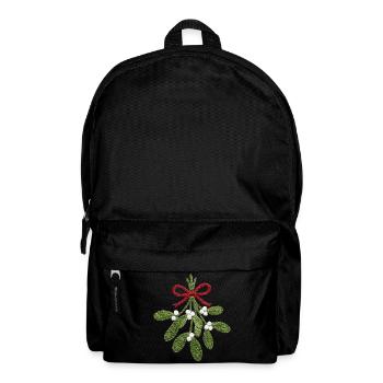 Bestickter Mistelzweig – romantisches Weihnachten (gedruckt) - Rucksack - Schwarz - Vorne