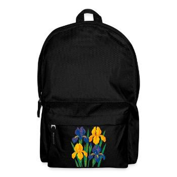 Iris Harmony: Golden and Indigo Blooms - Backpack - black - Front