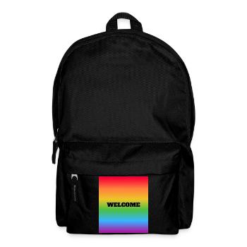 LGBT-Regenbogen-Willkommen – LGBTQ Safe Space – Gay Ally - Rucksack - Schwarz - Vorne