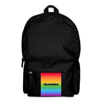 LGBT safe space in Swedish - welcome vaelkomna - Backpack - black - Front