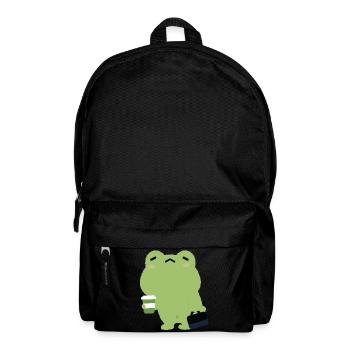 Müder Frosch mit Kaffee und Aktenkoffer - Rucksack - Schwarz - Vorne