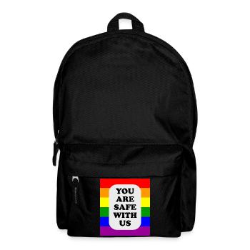 Drapeau arc-en-ciel pour les espaces sécurisés LGBT - Sac à dos - noir - Devant