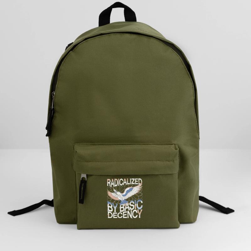 Radicalized by Basic Decency Statement Kunst Rucksack