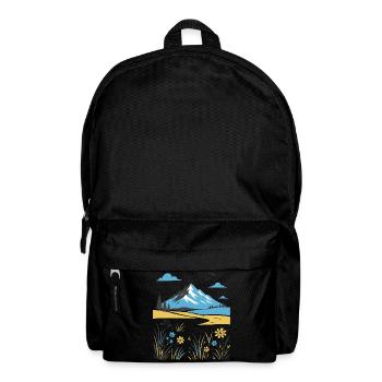 Berglandschaft mit Blütenwiesen - Rucksack - Schwarz - Vorne