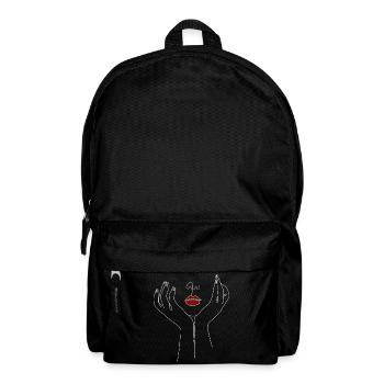 Aesthetic Minimal Line Art Face - With Red Lips - Backpack - black - Front