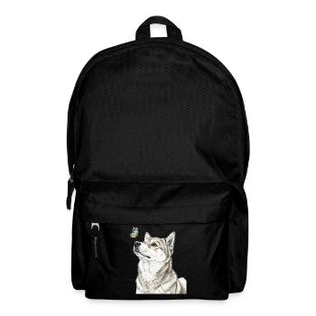 Shiba Inu dog looking at butterfly - Backpack - black - Front