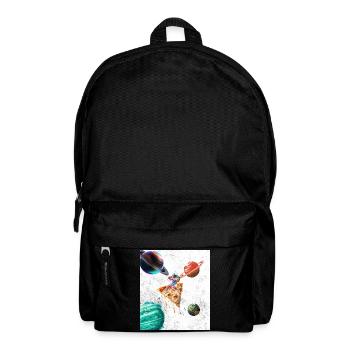Astronaut Rides Pizza Space T-Shirt - Backpack - black - Front