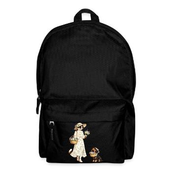 Chat fleuri & teckel dans le style Cottagecore - Sac à dos - noir - Devant