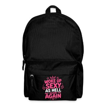 Woke Up Sexy As Hell Again - Retro Fun - Rucksack - Schwarz - Vorne