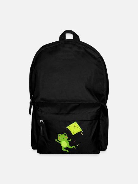 Kawaii frog flying a kite – Cute motif - Backpack - black