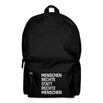 Menschenrechte statt rechte Menschen Spruch Demo - Rucksack - Schwarz - Vorne