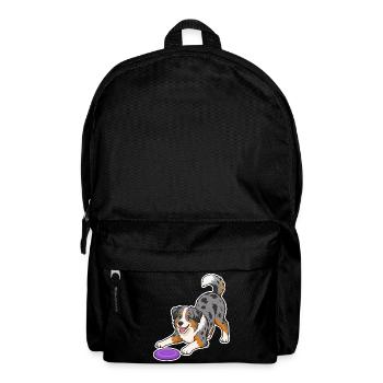Australian Shepherd with purple Frisbee - Backpack - black - Front