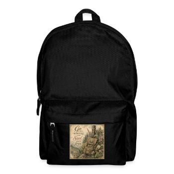 Hiking Backpack Retro Mural Nature Decoration Poster - Backpack - black - Front