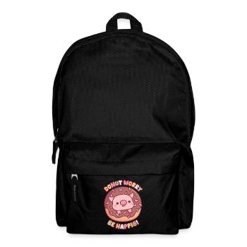 Cochon mignon dans un beignet : inquiète-toi pour être heureux - Sac à dos - noir - Devant