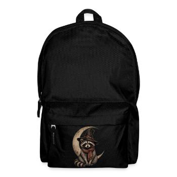 Halloween Raccoon with Crescent Moon and Witch Hat - Backpack - black - Front