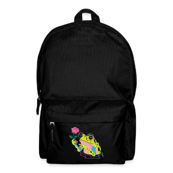Fleur grenouille - Mignon grenouille autocollant - Sac à dos - noir - Devant