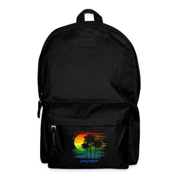 Long Beach California LGBTQ Rainbow Flag Pride - Backpack - black - Front