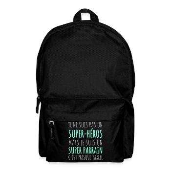 Parrain super héros humour parrain cadeau - Sac à dos - noir - Devant