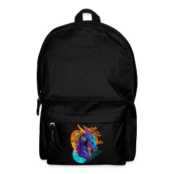 D.J. Dragon with Headphone Fire Vinylrecord notes - Backpack - black - Front