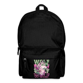 Wolf Wolf's Head Forest Nature Mountains Wilderness Colorful - Backpack - black - Front