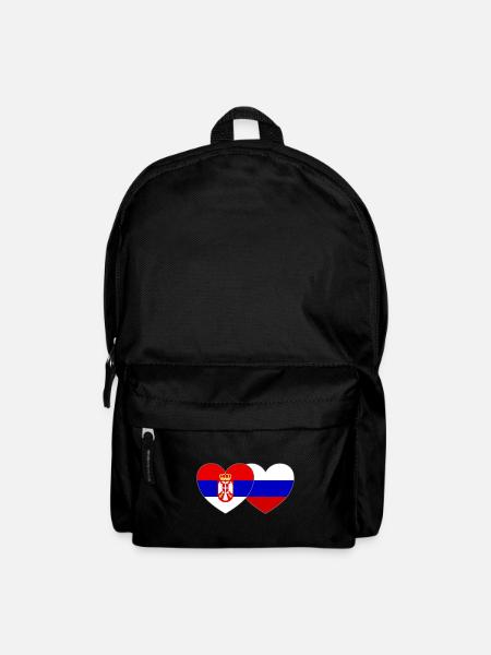 Serbien Russland Flagge Herz - Rucksack - Schwarz
