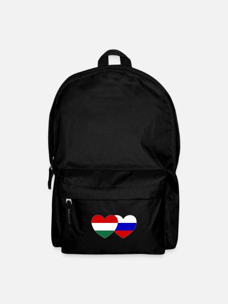 Ungarn Russland Flagge Herz - Rucksack - Schwarz