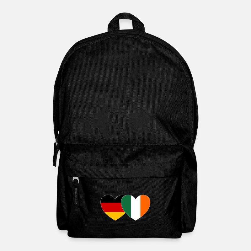 Germany Ireland Flag Heart - Backpack - black