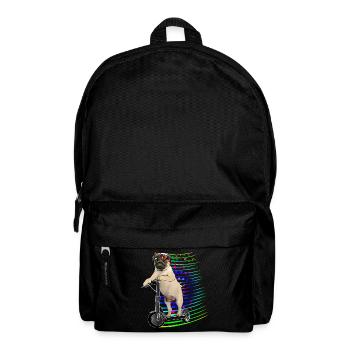 Escooter Mops mit Blumenkranz Electricscooter - Rucksack - Schwarz - Vorne