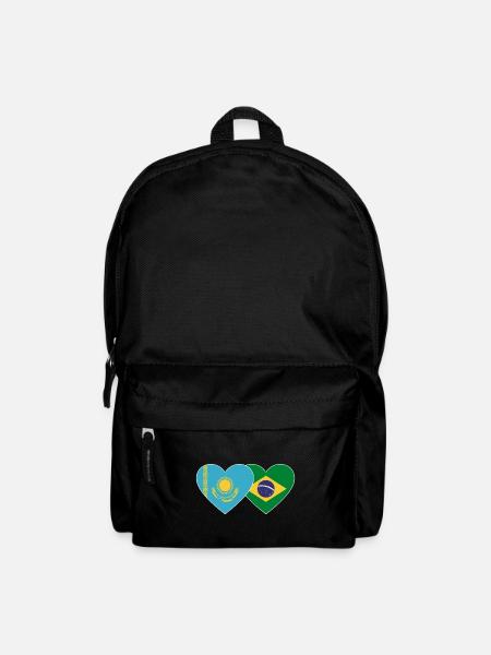 Kasachstan Brasilien Flagge Herz - Rucksack - Schwarz