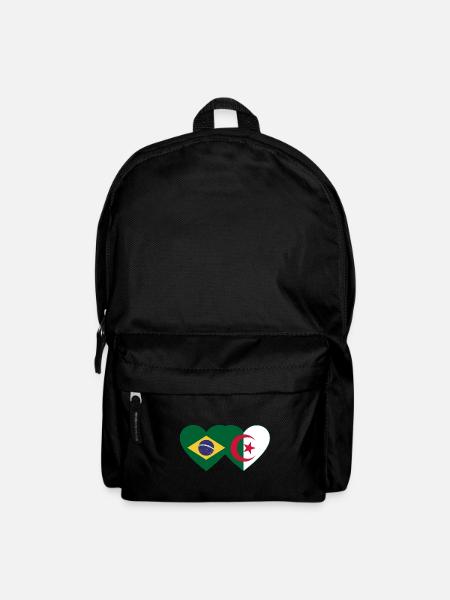 Brésil Algérie Drapeau Coeur - Sac à dos - noir