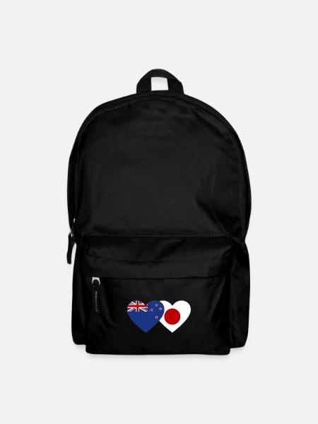 New Zealand Japan Flag Heart - Backpack - black