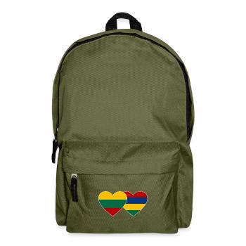 Lithuania Mauritius Flag Heart - Backpack - olive green - Front