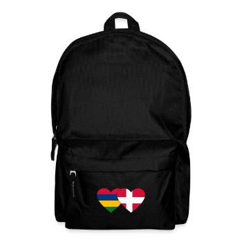 Mauritius Denmark Flag Heart - Backpack - black - Front