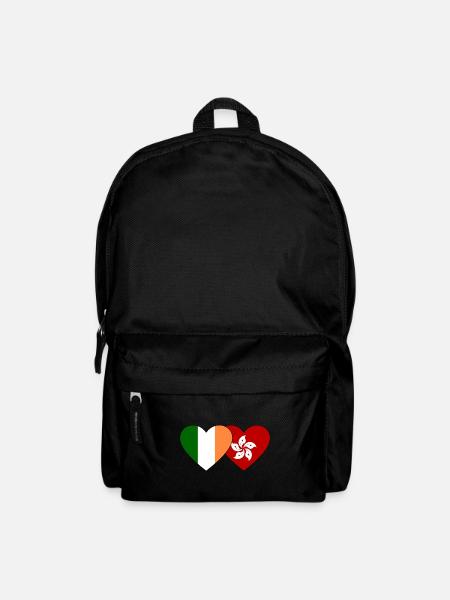 Irland Hongkong Flagge Herz - Rucksack - Schwarz