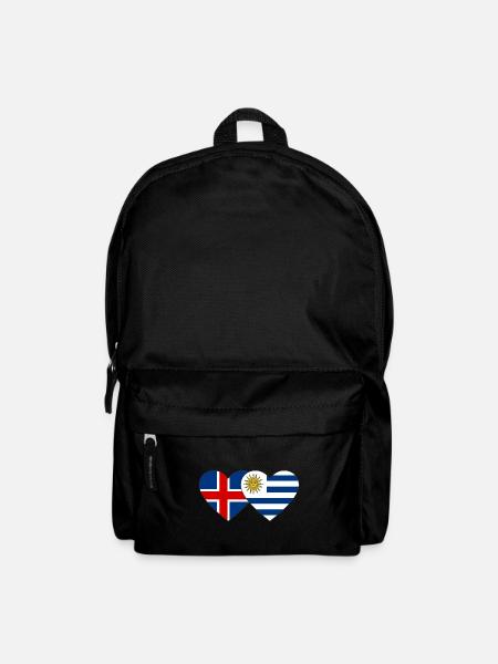 Island Uruguay Herz Flagge - Rucksack - Schwarz